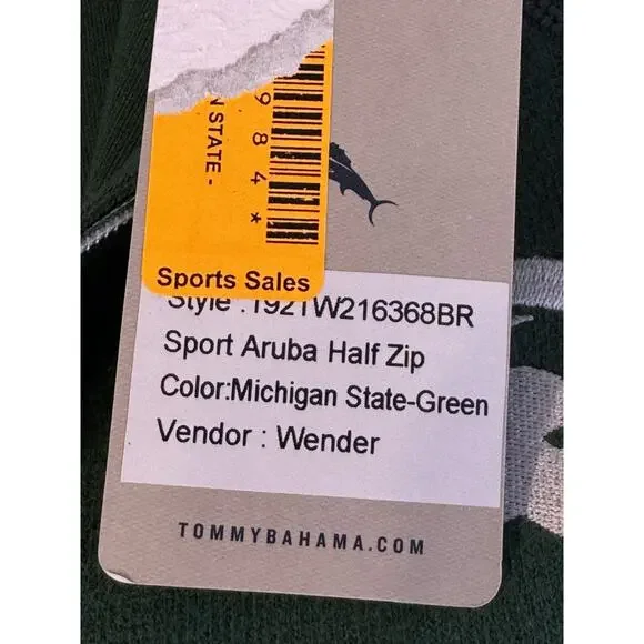 Michigan State Spartans Tommy Bahama Quarter Zip Sweater MSU Preppy Football NWT - Picture 3 of 10